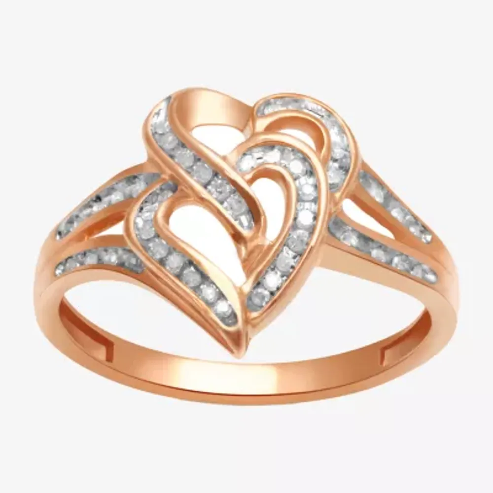 1/8 CT. T. W. Diamond 10K  Gold Double-Heart Ring