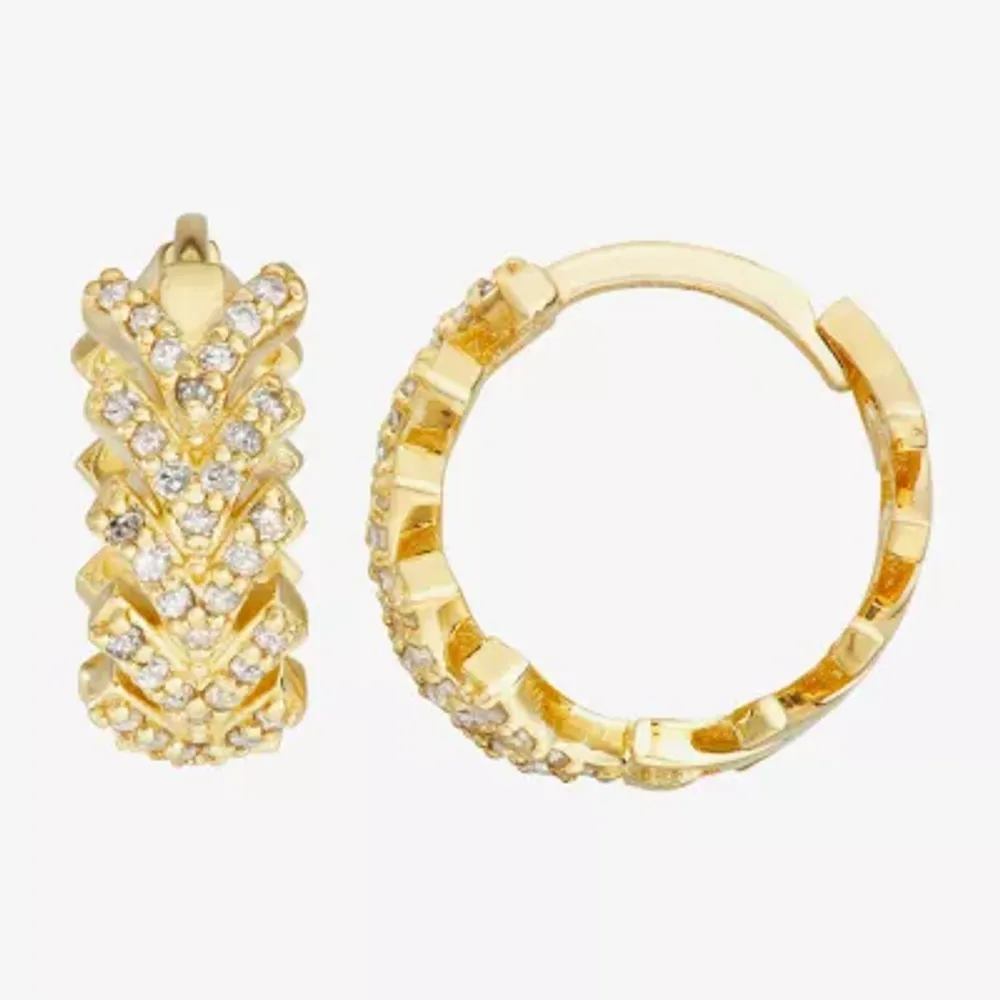 1/5 CT. Natural White Diamond 10K Gold 12.5mm Hoop Earrings