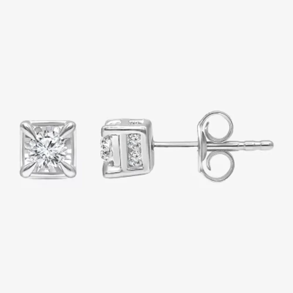 Tru Miracle 1/2 CT. T.W. Lab-Grown White Diamond 10K White Gold 5mm Round Stud Earrings