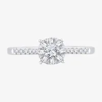 Womens 1/3 CT. T.W. Mined White Diamond 10K Gold Round Side Stone Engagement Ring