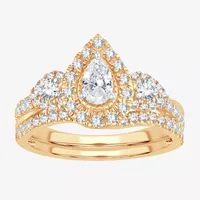 Womens 1 CT. T.W. Natural White Diamond 10K Gold Pear Bridal Set