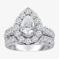 Signature By Modern Bride (H-I / I1) Womens 4 CT. T.W. Lab Grown White Diamond 10K Gold Pear Bridal Set