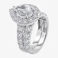 Signature By Modern Bride (H-I / I1) Womens 4 CT. T.W. Lab Grown White Diamond 10K Gold Pear Bridal Set