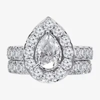 Signature By Modern Bride (H-I / I1) Womens 4 CT. T.W. Lab Grown White Diamond 10K Gold Pear Bridal Set