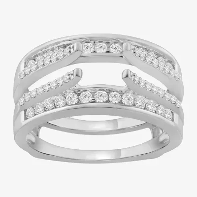 Womens 1/2 CT. T.W. Natural White Diamond 14K Gold Wedding Ring Guard