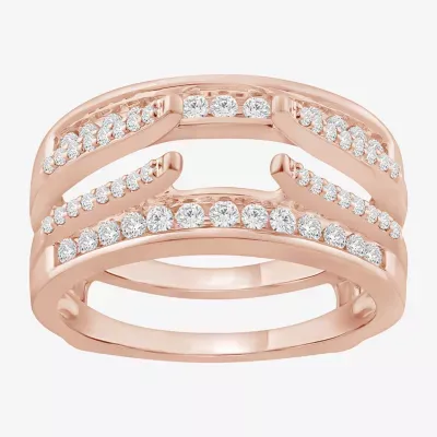 Womens 1/ CT. T.W. Natural White Diamond 14K Rose Gold Wedding Ring Guard