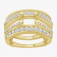 Womens 1 CT. T.W. Natural White Diamond 14K Gold Wedding Ring Guard