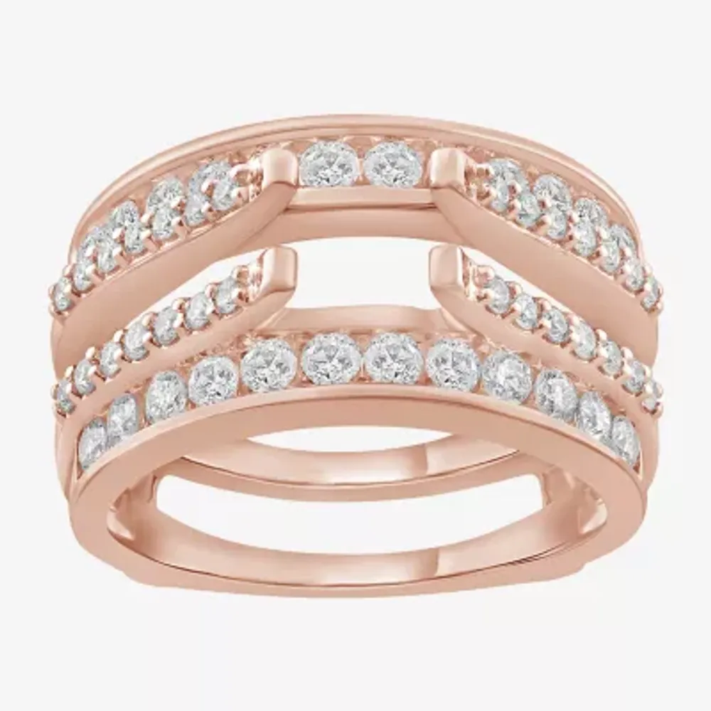 Womens 1 CT. T.W. Natural White Diamond 14K Rose Gold Wedding Ring Guard
