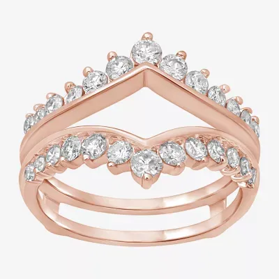 Womens 1 CT. T.W. Natural White Diamond 14K Rose Gold Wedding Ring Guard
