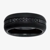 8MM 1/5 CT. Natural Black Diamond Tungsten Wedding Band