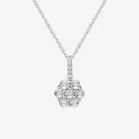 Diamond Blossom Womens 1/10 CT. T.W. Natural White Diamond Sterling Silver Pendant Necklace