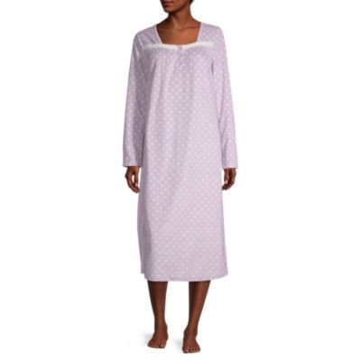 Carole Hochman Cotton Jersey Long Sleeve V-Neck Floral Print Short  Nightgown