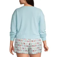 Arizona Body Womens Juniors Waffle Long Sleeve Round Neck Pajama Top