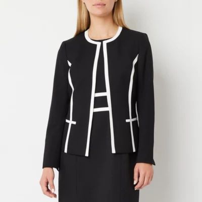 Black Label by Evan-Picone Contrast-Trim Jacket