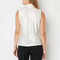 Black Label by Evan-Picone Sleeveless Bow Blouse