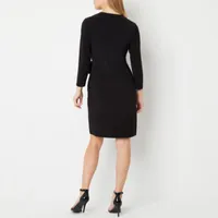 Black Label by Evan-Picone 3/4 Sleeve Wrap Dress