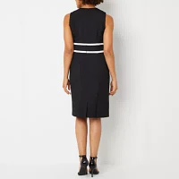 Black Label by Evan-Picone Sleeveless Contrast-Trim Sheath Dress