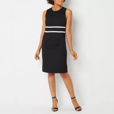 Black Label by Evan-Picone Sleeveless Contrast-Trim Sheath Dress