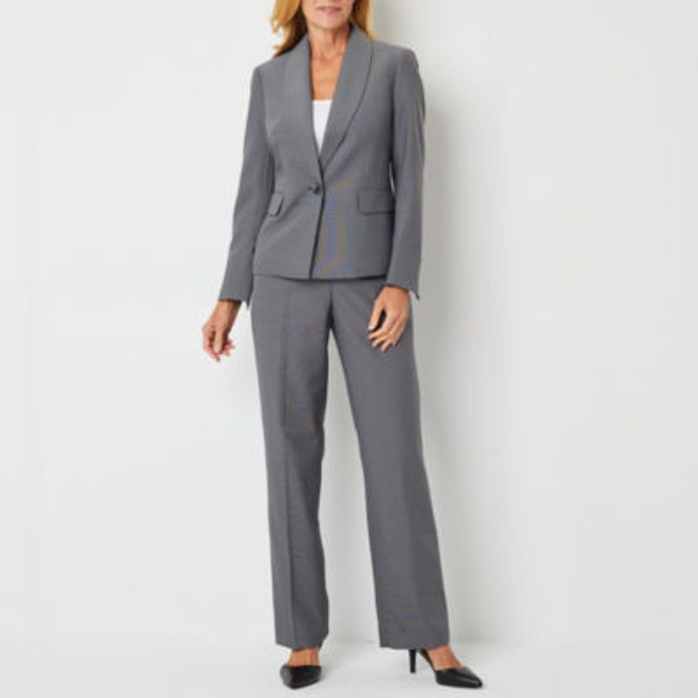 Le Suit Women's Notch-Collar Mid-Rise Straight-Leg Pantsuit, Size: 12,  Black