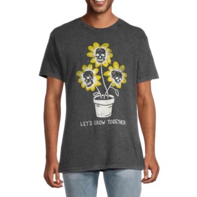 Let'S Grow Together Mens Crew Neck Short Sleeve Regular Fit Graphic T-Shirt