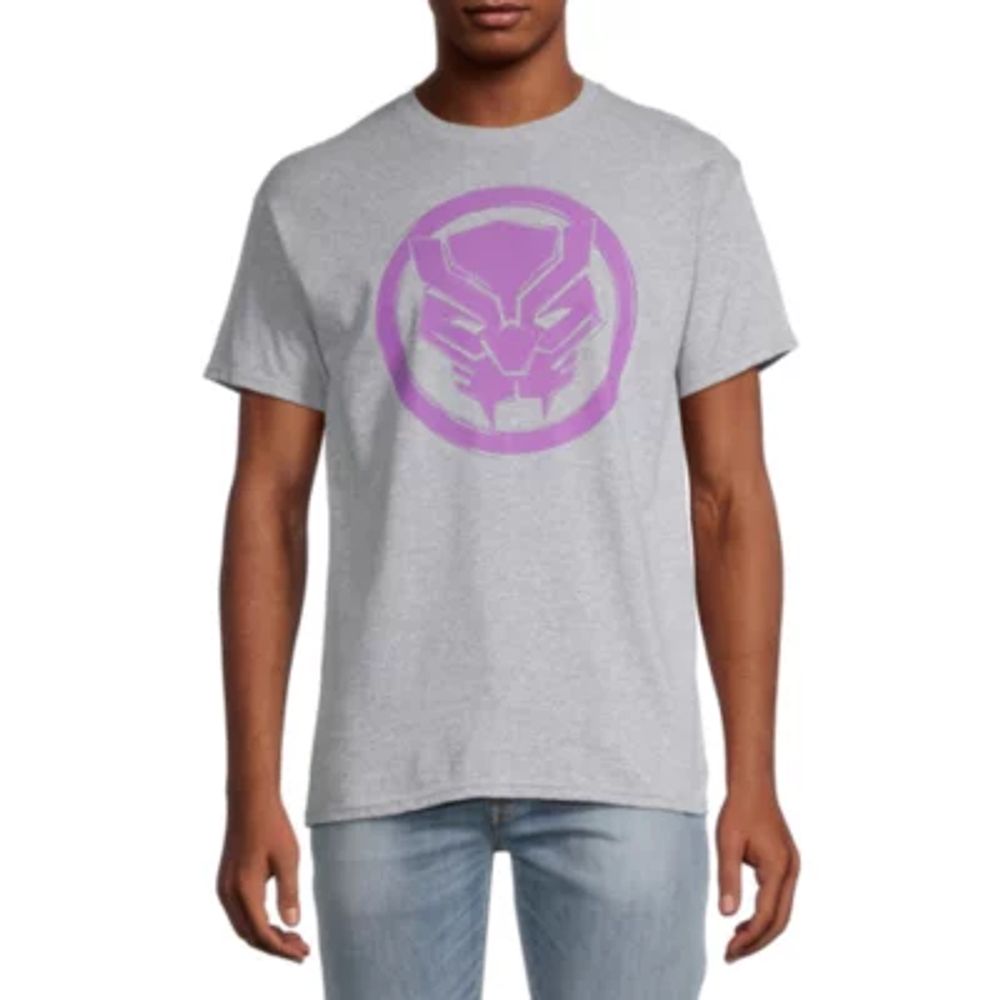 Mens Crew Neck Short Sleeve Regular Fit Black Panther Marvel Graphic T-Shirt