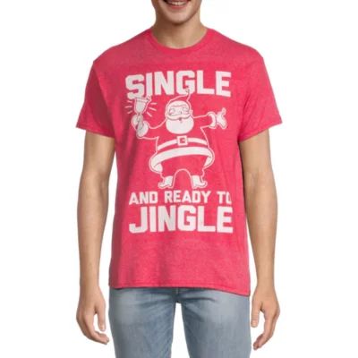 Single And Ready To Jingle Mens Crew Neck Short Sleeve Regular Fit Graphic T-Shirt