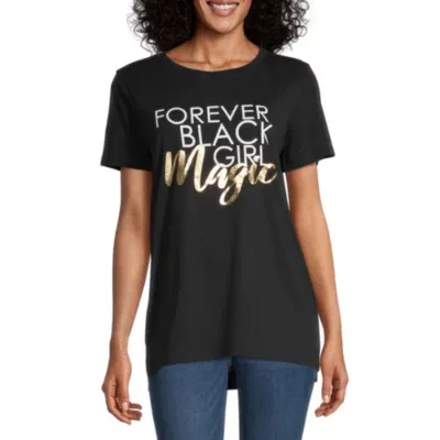 Hope & Wonder Forever Black Girl Magic Womens Crew Neck Short Sleeve Regular Fit Graphic T-Shirt
