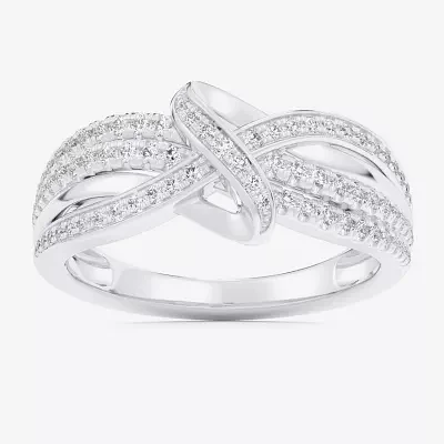 G-H / Si1-Si2) Womens /3 CT. T.W. Lab Grown White Diamond 10K Gold Bypass Cocktail Ring