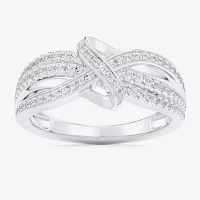 (G-H / Si1-Si2) Womens 1/3 CT. T.W. Lab Grown White Diamond 10K Gold Bypass  Cocktail Ring