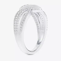 (G-H / Si1-Si2) Womens 1/3 CT. T.W. Lab Grown White Diamond 10K Gold Bypass  Cocktail Ring