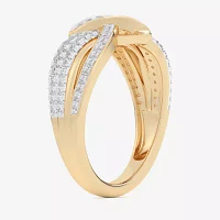 G-H / Si1-Si2) Womens 1/3 CT. T.W. Lab Grown White Diamond 10K Gold Bypass Cocktail Ring