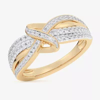 G-H / Si1-Si2) Womens 1/3 CT. T.W. Lab Grown White Diamond 10K Gold Bypass Cocktail Ring