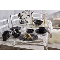 Oneida Ridge Black 12-pc. Stoneware Dinnerware Set