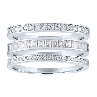 DiamonArt® Womens White Cubic Zirconia Sterling Silver Stackable Ring