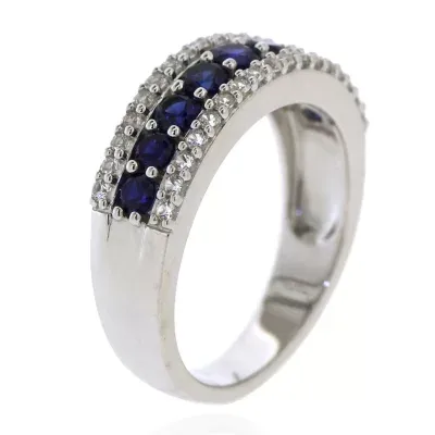 Lab Created Blue Sapphire Sterling Silver Band