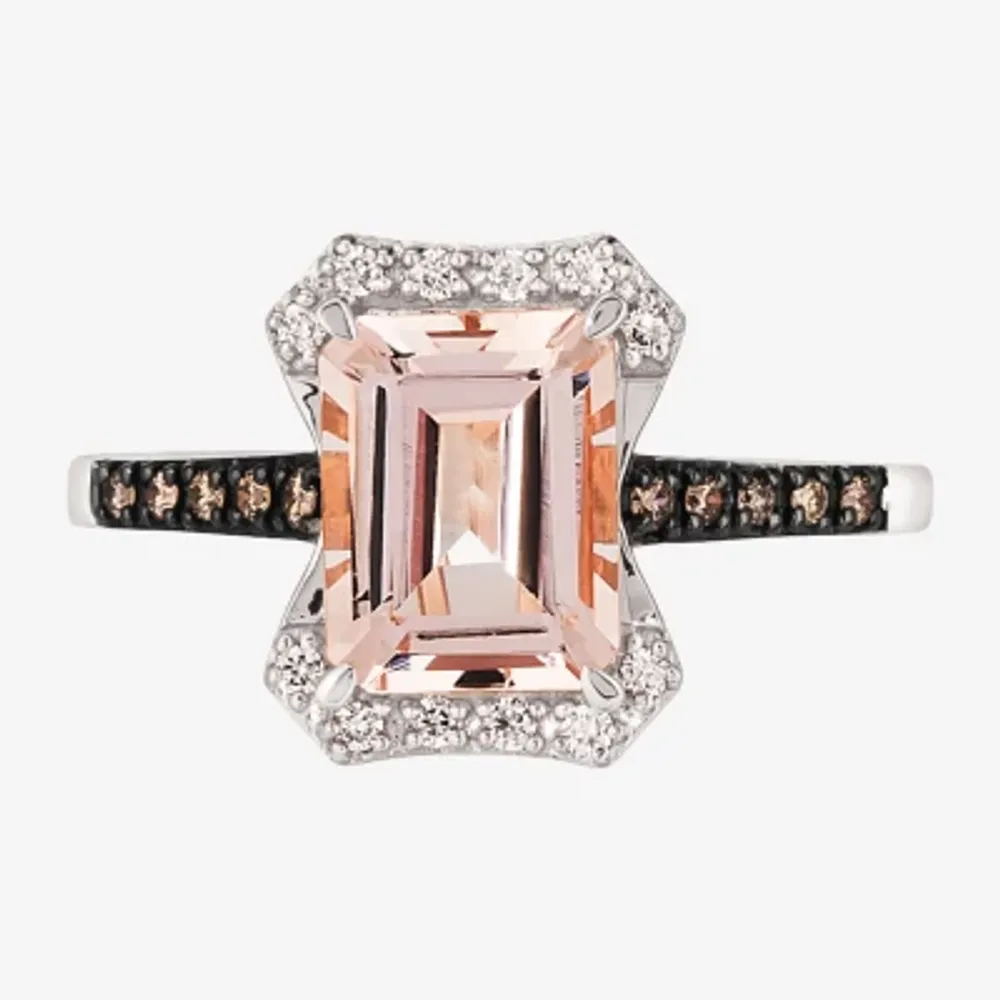 Le Vian® Grand Sample Sale™ Ring featuring 1 3/4 CT. Peach Morganite™ 1/10 CT. Chocolate Diamonds® 1/15 CT. Nude Diamonds™ set in 14K Vanilla Gold®