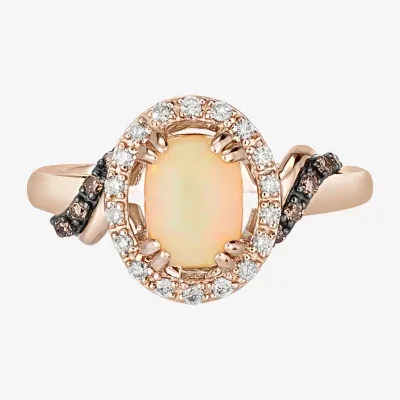 Le Vian® Grand Sample Sale™ Ring featuring 5/8 CT. Neopolitan Opal™ 1/10 Chocolate Diamonds® 1/8 Nude Diamonds™ set 14K Strawberry Gold®