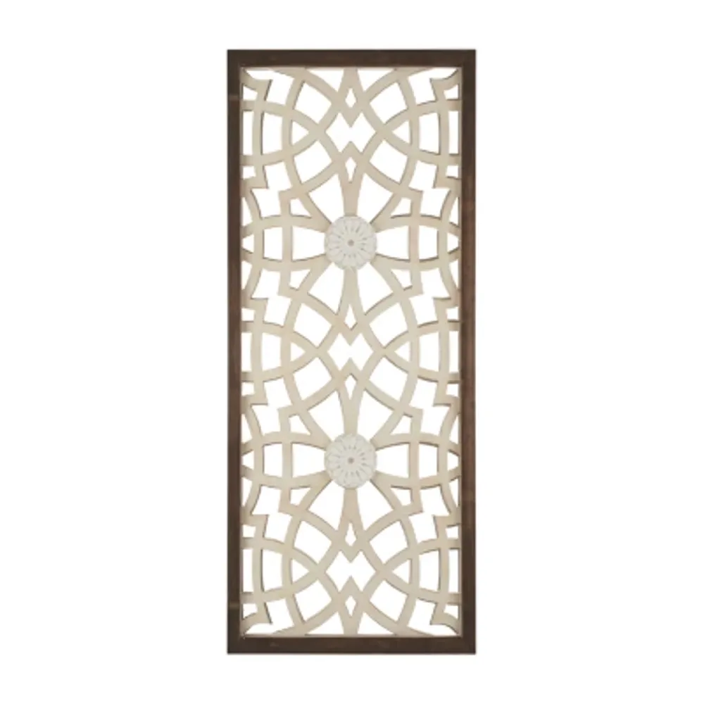 Madison Park Damask Geometric Two-Tone Wood Wall Art