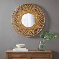Madison Park Reed Round Bamboo Round Decorative Wall Mirror