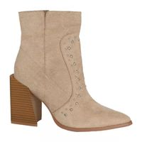 Yoki Womens Blonde Stacked Heel Booties