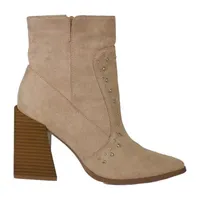 Yoki Womens Blonde Stacked Heel Booties