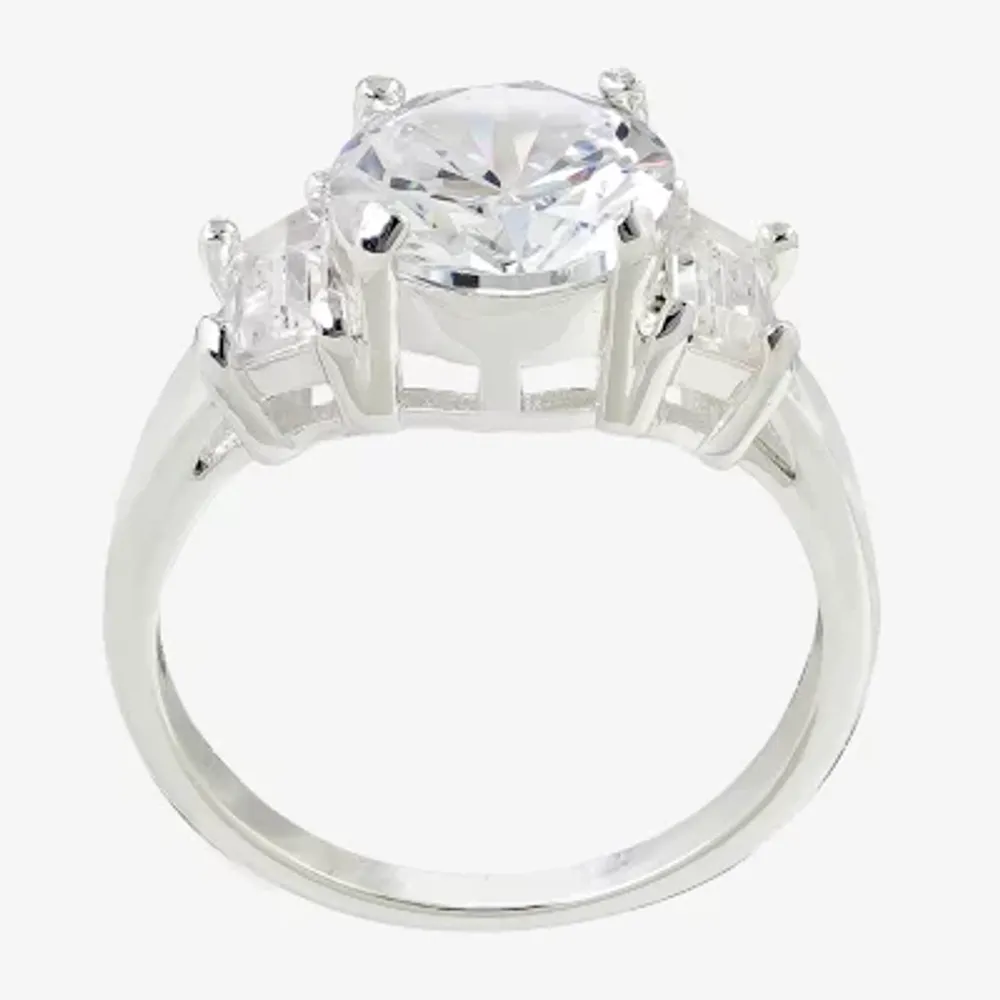 Sparkle Allure Womens Cubic Zirconia Pure Silver Over Brass Round Engagement Ring