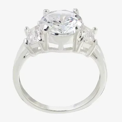 Sparkle Allure Womens Cubic Zirconia Pure Silver Over Brass Round Engagement Ring