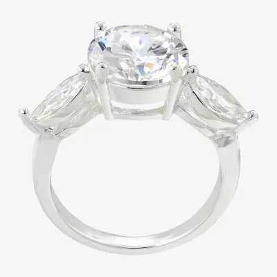 Sparkle Allure Cubic Zirconia Pure Silver Over Brass Round 3-Stone Engagement Ring