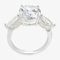 Sparkle Allure Cubic Zirconia Pure Silver Over Brass Round 3-Stone Engagement Ring