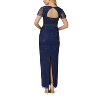 Papell Boutique Short Sleeve Sequin Evening Gown