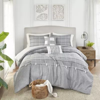 Madison Park Elm Faux Linen 5-pc. Midweight Comforter Set