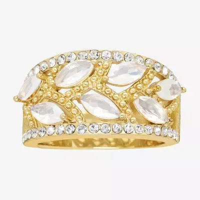 Sparkle Allure Womens 6MM White Crystal 14K Gold Over Brass Band