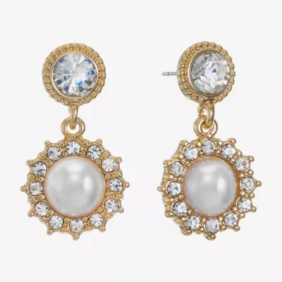 Monet Jewelry Double Simulated Pearl Drop Earrings