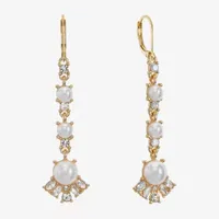 Monet Jewelry Linear Simulated Pearl Drop Earrings